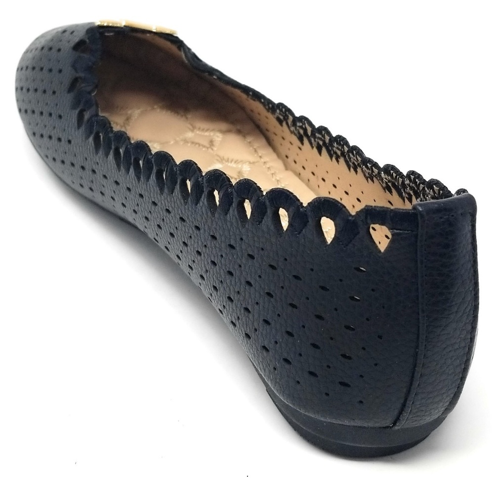 Women's Laser Cut Ballet Flats, B-2855, Black - Picture 3 of 5